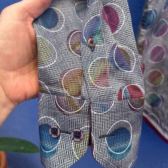 luchiano visconti mixed print cotton button up - Picture 3 of 6